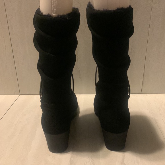 H by Halston Women's Black Leather Comfy Helled Boots Size 10M - Picture 4 of 12